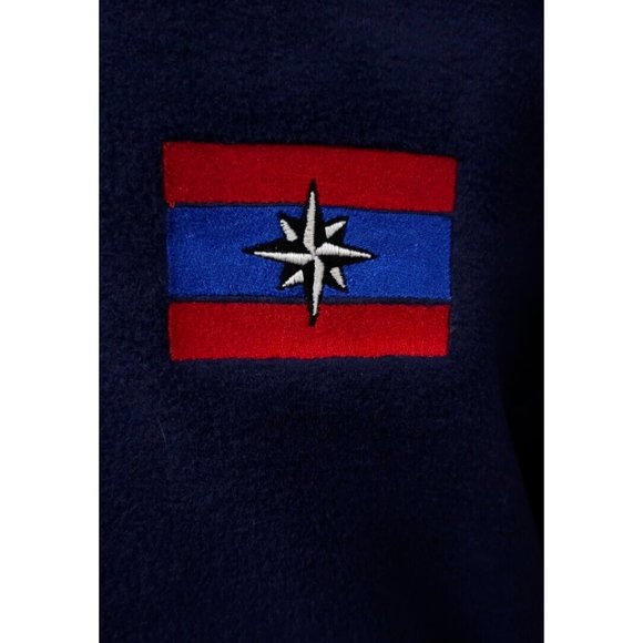 Port Authority Mens Medium Dark Blue Full Zip Fleece Logo Flag Star Jacket - Picture 2 of 12